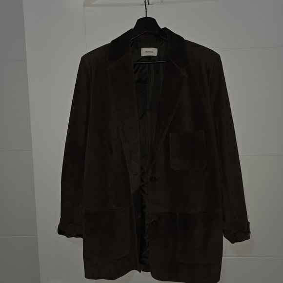 Jackets & Blazers - Suede Blazer Jacket - Dark Brown. Italy Couture. Natural Leather